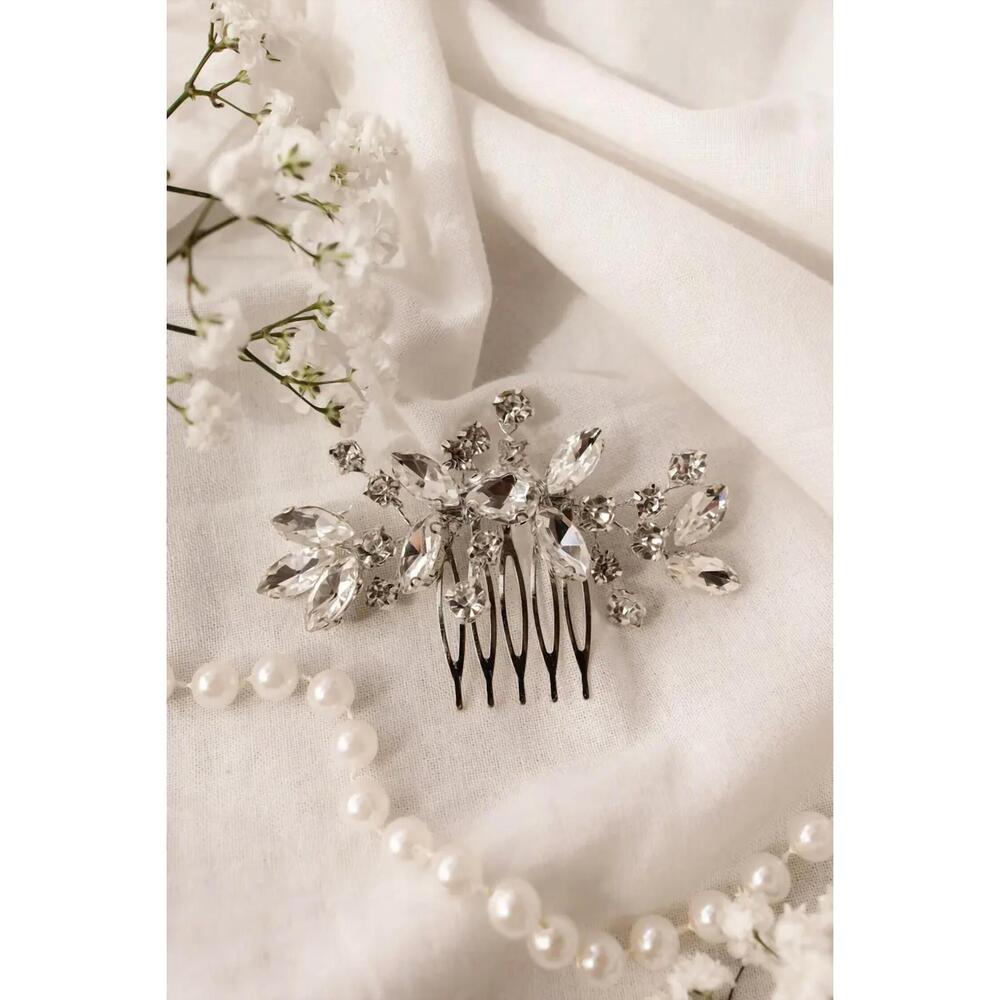 NEW ANDI women's alice crystal rhinestone hair comb in silver